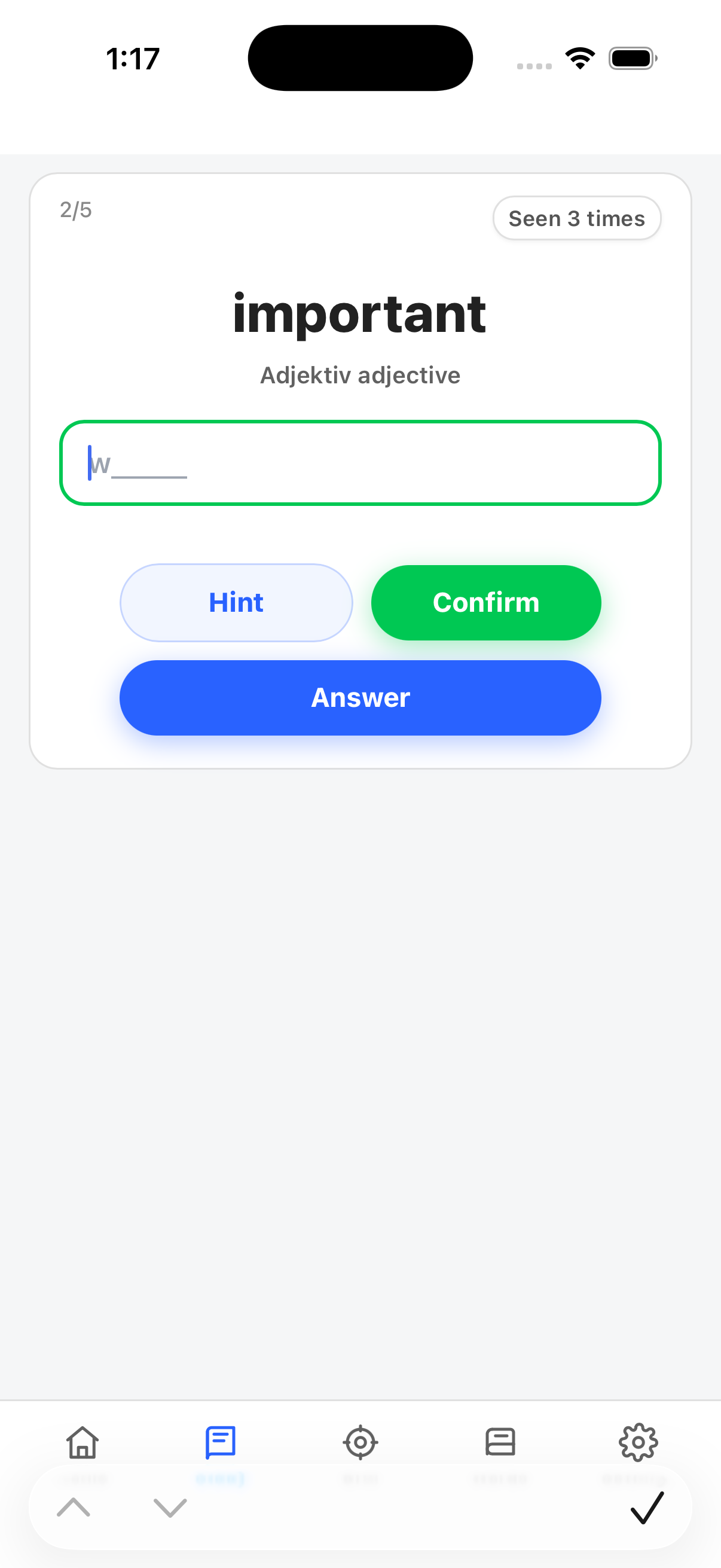 KarlLang typing hint screen